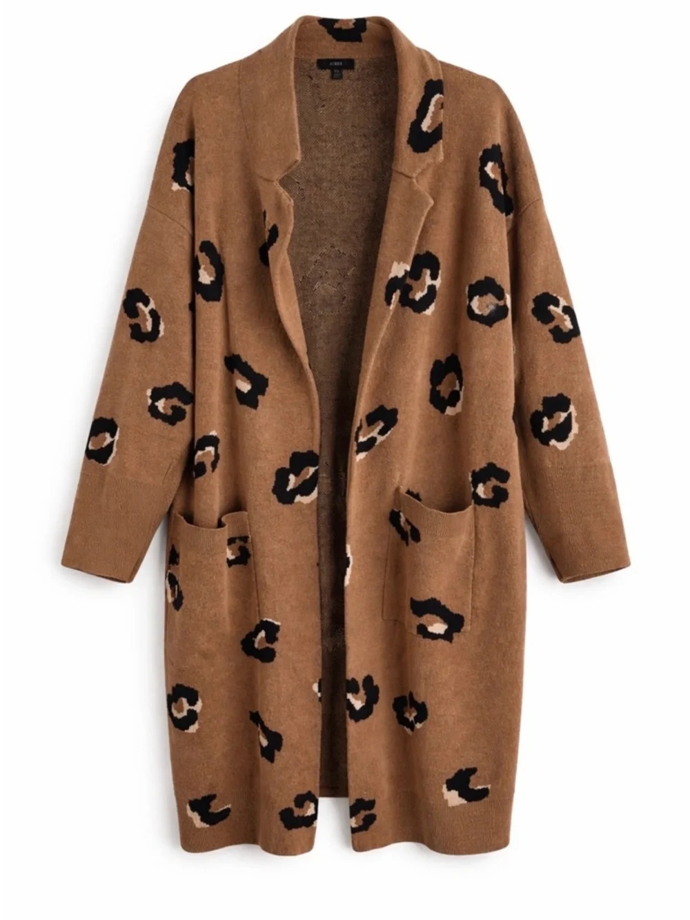 J. Crew Ella Leopard Long Cardigan Open Front XL